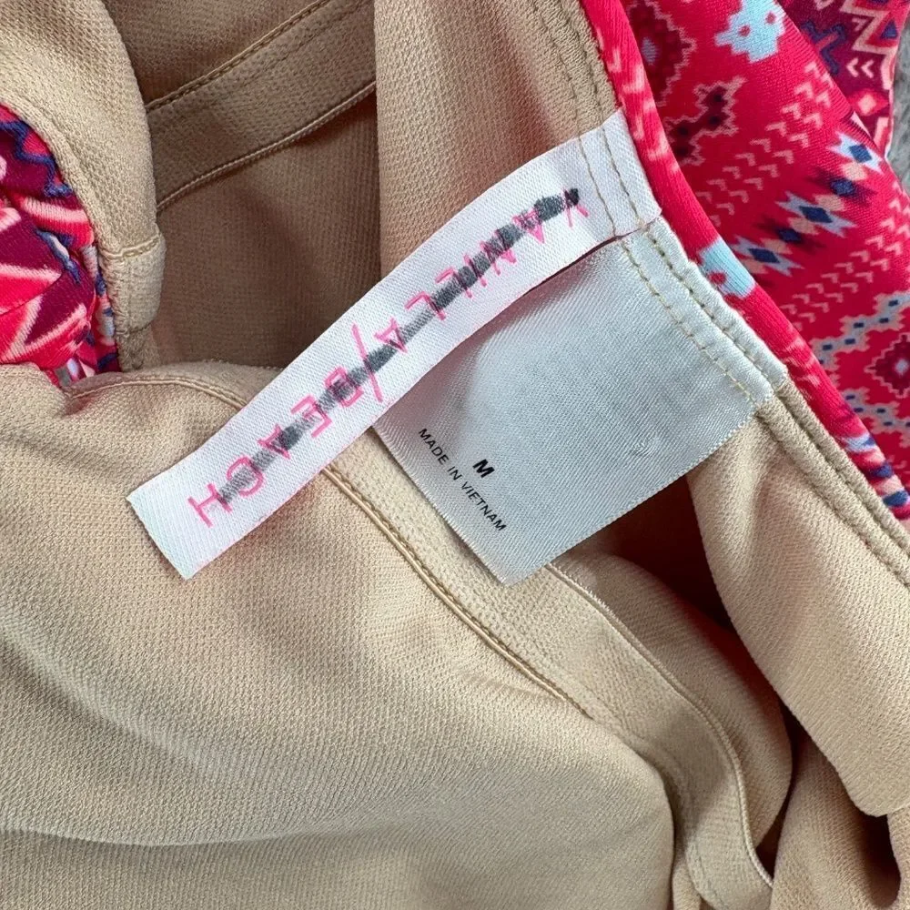 Vanilla Beach Pink Tribal Print One-Piece Swimsuit Size Medium